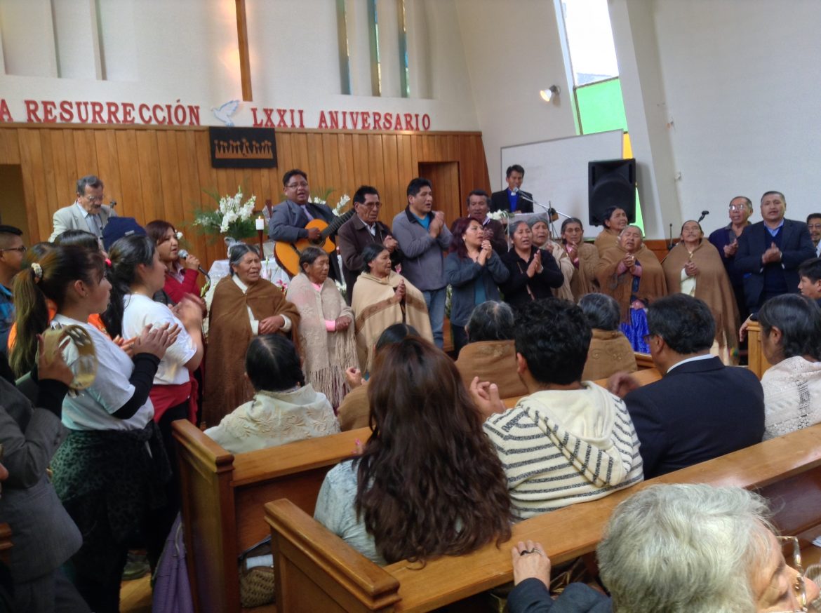 Easter morning worship at the Resurrection Church, La Paz